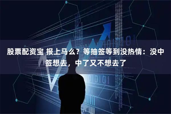 股票配资宝 报上马么？等抽签等到没热情：没中签想去，中了又不想去了